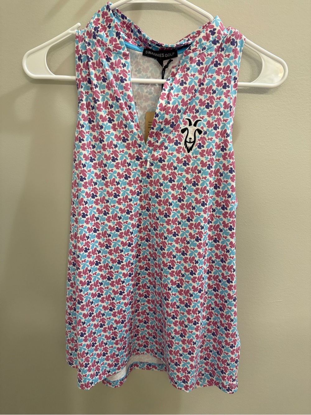 Swannies Golf Women's Pink Multi Floral Sleeveless Golf Tank